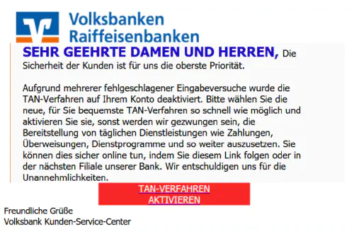 German example screenshot of phishing mail